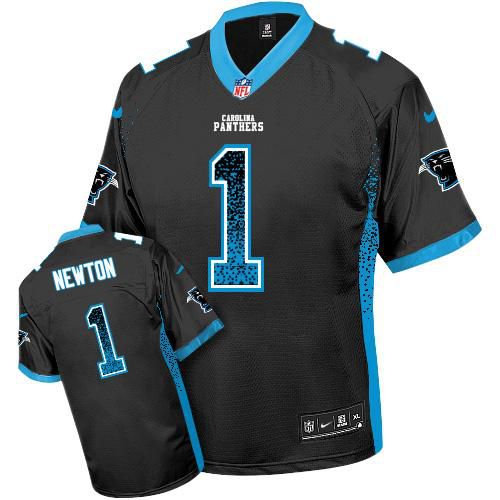 Nike Carolina Panthers 1 Cam Newton Black Team Color NFL Elite Drift Fashion Jersey
