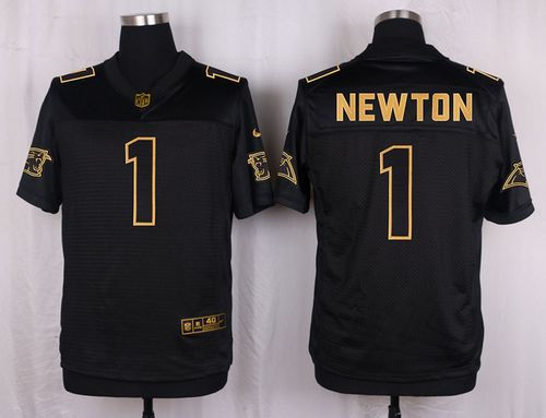 Nike Carolina Panthers 1 Cam Newton Pro Line Black Gold Collection NFL Elite Jersey