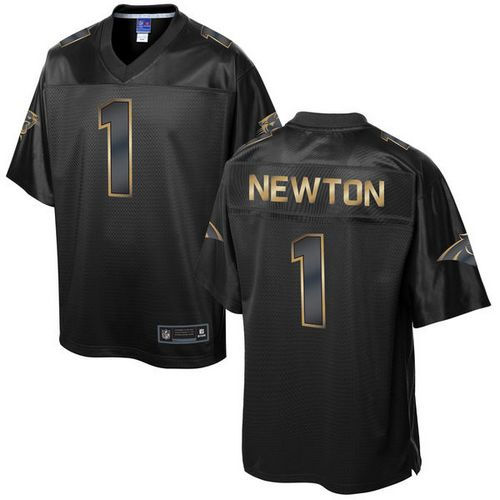 Nike Carolina Panthers 1 Cam Newton Pro Line Black Gold Collection NFL Game Jersey