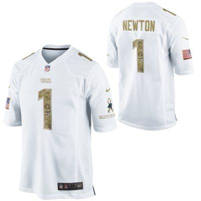 Nike Carolina Panthers 1 Cam Newton White Salute to Service Game NFL Jersey