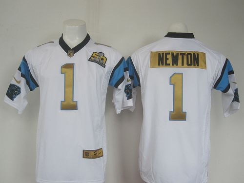 Nike Carolina Panthers 1 Cam Newton White Super Bowl 50 Collection NFL Elite Jersey