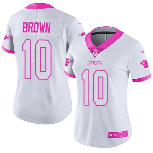 Nike Carolina Panthers 10 Corey Brown White Pink NFL Limited Rush Fashion Jersey