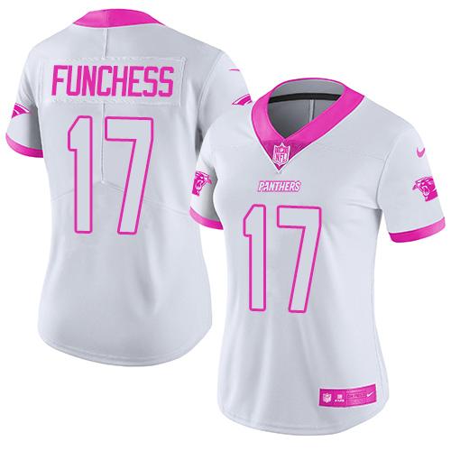 Nike Carolina Panthers 17 Devin Funchess White Pink NFL Limited Rush Fashion Jersey