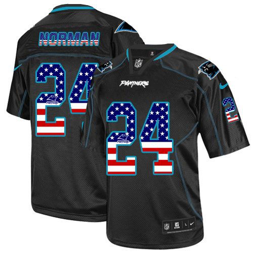 Nike Carolina Panthers 24 Josh Norman Black NFL Elite USA Flag Fashion Jersey