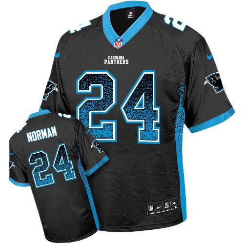 Nike Carolina Panthers 24 Josh Norman Black Team Color NFL Elite Drift Fashion Jersey