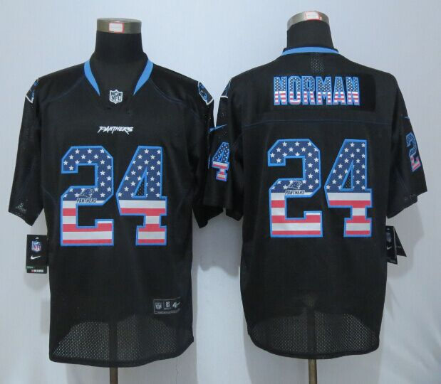 Nike Carolina Panthers 24 Josh Norman USA Flag Fashion Black Elite Jerseys