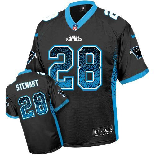 Nike Carolina Panthers 28 Jonathan Stewart Black Team Color NFL Elite Drift Fashion Jersey