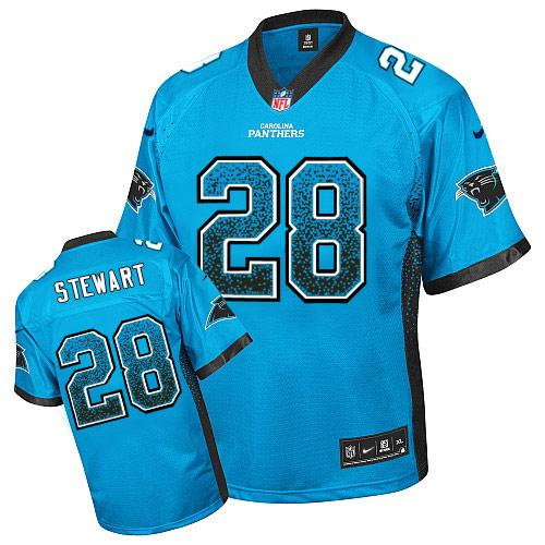 Nike Carolina Panthers 28 Jonathan Stewart Blue Alternate NFL Elite Drift Fashion Jersey