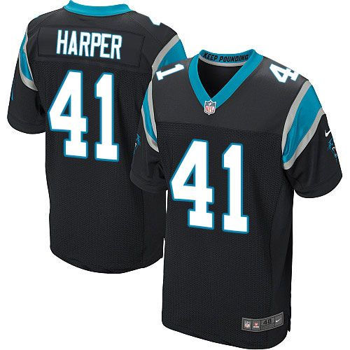 Nike Carolina Panthers 41 Roman Harper Black Team Color NFL Elite Jersey