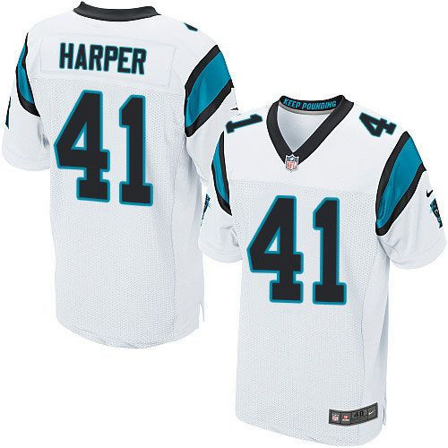 Nike Carolina Panthers 41 Roman Harper White NFL Elite Jersey