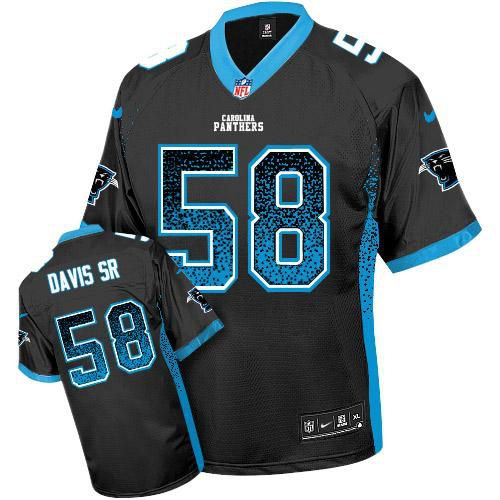 Nike Carolina Panthers 58 Thomas Davis Sr Black Team Color NFL Elite Drift Fashion Jersey