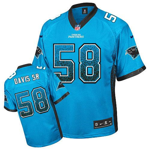 Nike Carolina Panthers 58 Thomas Davis Sr Blue Alternate NFL Elite Drift Fashion Jersey