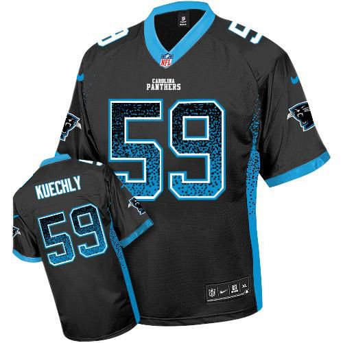 Nike Carolina Panthers 59 Luke Kuechly Black Team Color NFL Elite Drift Fashion Jersey