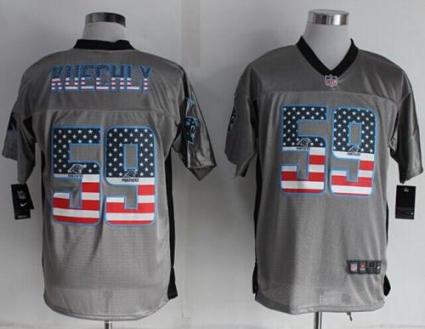 Nike Carolina Panthers 59 Luke Kuechly Grey Men-s Stitched NFL Elite USA Flag Fashion Jersey