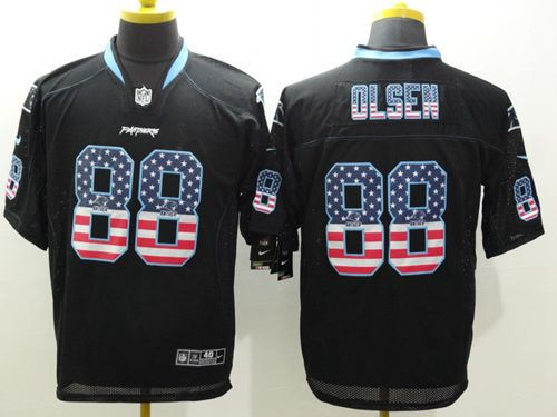 Nike Carolina Panthers 88 Greg Olsen Black NFL Elite USA Flag Fashion Jersey