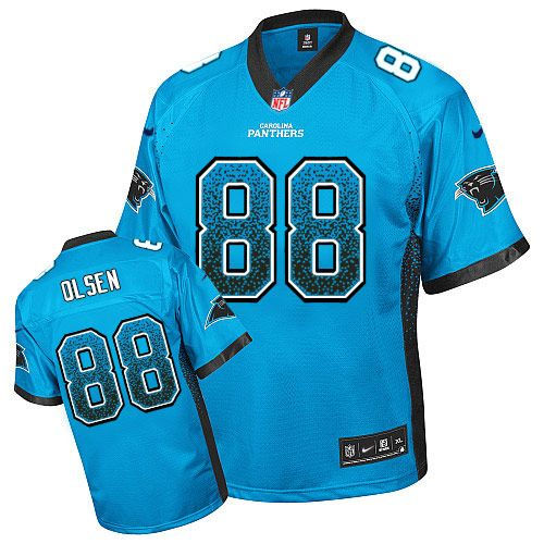 Nike Carolina Panthers 88 Greg Olsen Blue Alternate NFL Elite Drift Fashion Jersey