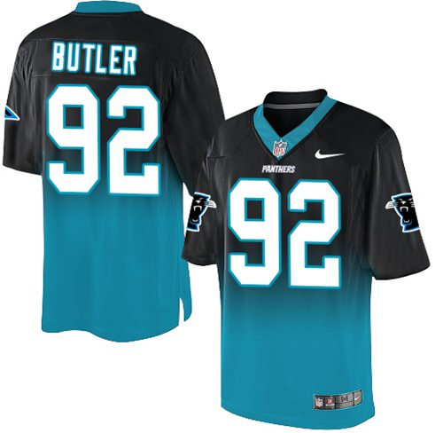 Nike Carolina Panthers 92 Vernon Butler Black Blue NFL Elite Fadeaway Fashion Jersey