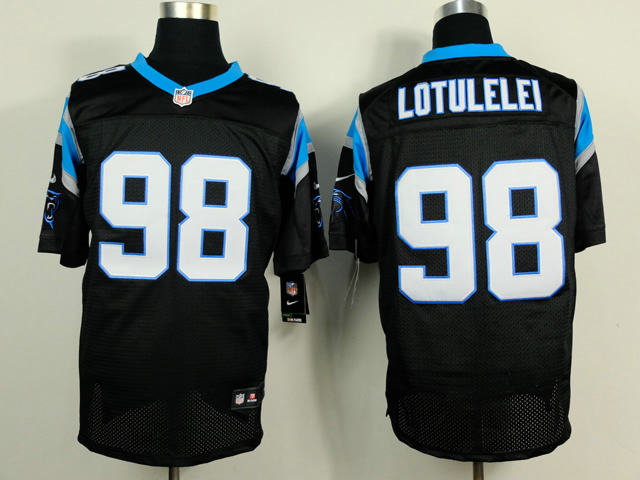 Nike Carolina Panthers 98 LOTULELEL Black Elite NFL jerseys