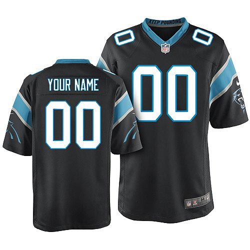 Nike Carolina Panthers Customized Game Team Color Black Jersey