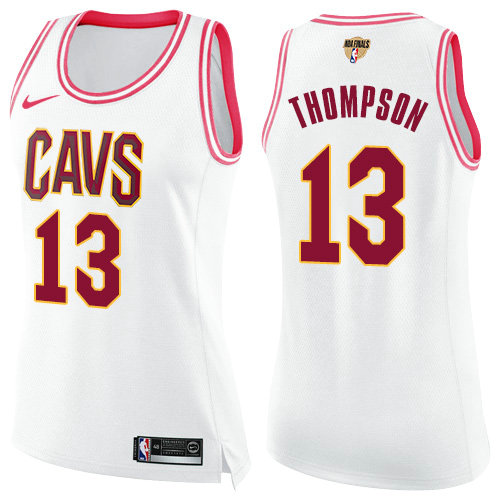 Nike Cavaliers #13 Tristan Thompson White Pink The Finals Patch Women's NBA Swingman Fashion Jersey