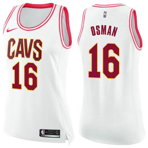 Nike Cavaliers #16 Cedi Osman White Pink Women's NBA Swingman Fashion Jersey_1