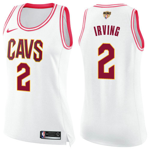 Nike Cavaliers #2 Kyrie Irving White Pink The Finals Patch Women's NBA Swingman Fashion Jersey