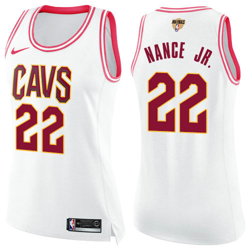 Nike Cavaliers #22 Larry Nance Jr. White Pink The Finals Patch Women's NBA Swingman Fashion Jersey