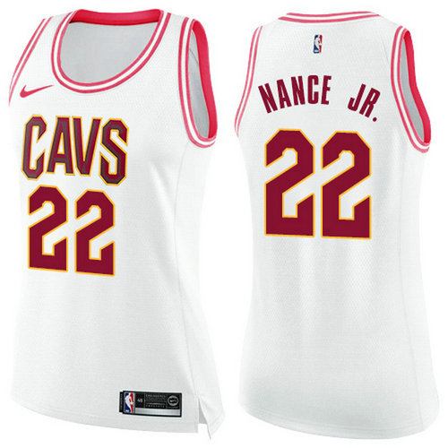 Nike Cavaliers #22 Larry Nance Jr. White Pink Women's NBA Swingman Fashion Jersey_1