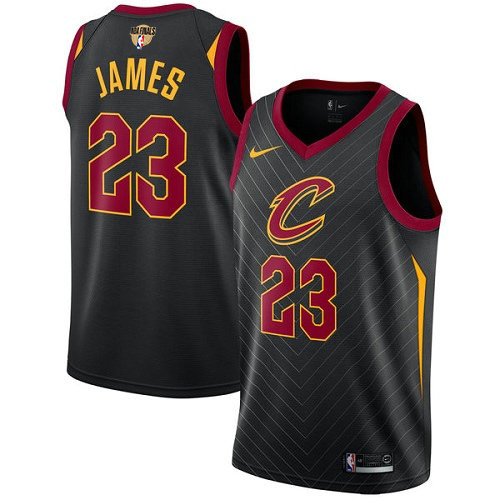 Nike Cavaliers #23 LeBron James Black The Finals Patch Youth NBA Swingman Statement Edition Jersey