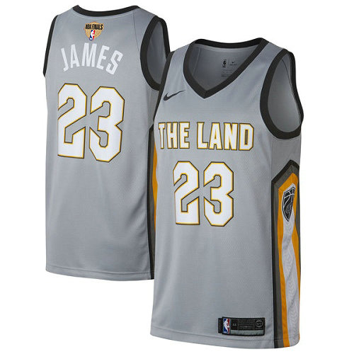Nike Cavaliers #23 LeBron James Gray The Finals Patch NBA Swingman City Edition Jersey