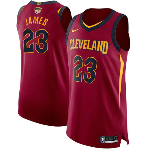 Nike Cavaliers #23 LeBron James Red The Finals Patch NBA Authentic Icon Edition Jersey