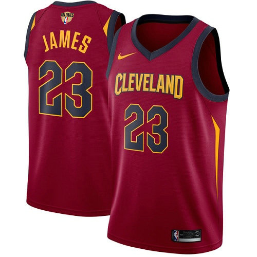 Nike Cavaliers #23 LeBron James Red The Finals Patch NBA Swingman Icon Edition Jersey