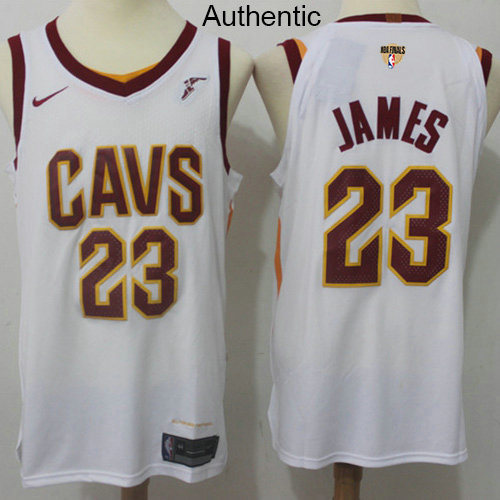 Nike Cavaliers #23 LeBron James White The Finals Patch NBA Authentic Association Edition Jersey