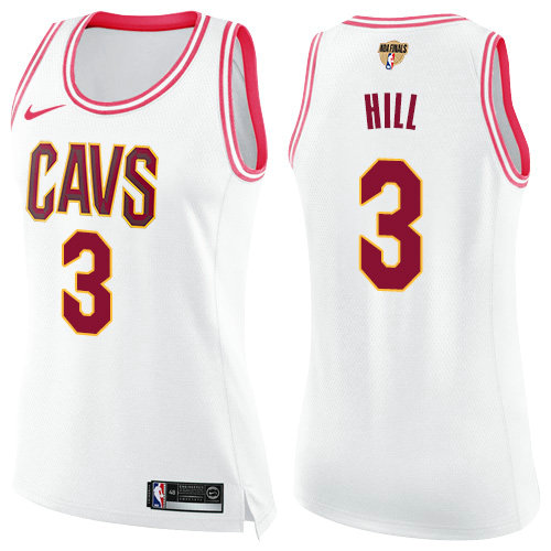 Nike Cavaliers #3 George Hill White Pink The Finals Patch Women's NBA Swingman Fashion Jersey