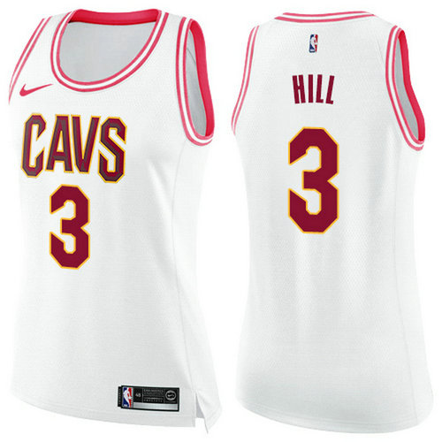Nike Cavaliers #3 George Hill White Pink Women's NBA Swingman Fashion Jersey_1