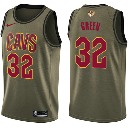 Nike Cavaliers #32 Jeff Green Green Salute to Service The Finals Patch NBA Swingman Jersey