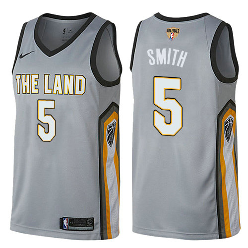 Nike Cavaliers #5 J.R. Smith Gray The Finals Patch NBA Swingman City Edition Jersey