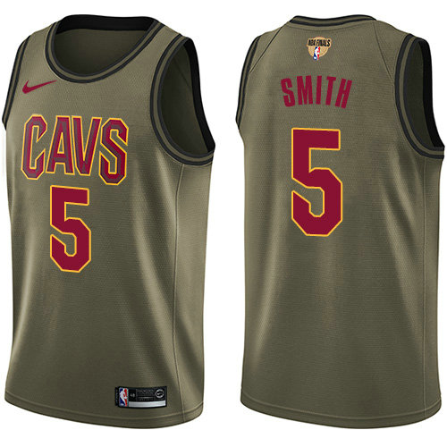 Nike Cavaliers #5 J.R. Smith Green Salute to Service The Finals Patch NBA Swingman Jersey