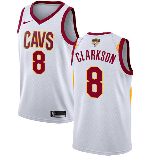 Nike Cavaliers #8 Jordan Clarkson White The Finals Patch NBA Swingman Association Edition Jersey