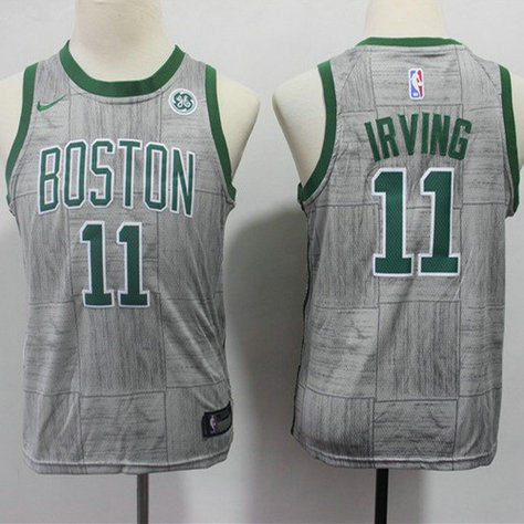 Nike Celtics #11 Kyrie Irving Gray Youth NBA Swingman City Edition Jersey