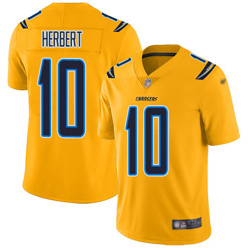Nike Chargers #10 Justin Herbert Gold Men's Stitched NFL Limited Inverted Legend Jersey