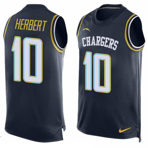 Nike Chargers #10 Justin Herbert Navy Blue Team Color Men's Stitched NFL Limited Tank Top Jersey