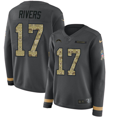 Nike Chargers #17 Philip Rivers Anthracite Salute to Service Women's Stitched