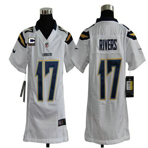 Nike Chargers #17 Philip Rivers White With C Patch Youth Stitched NFL Elite Jersey
