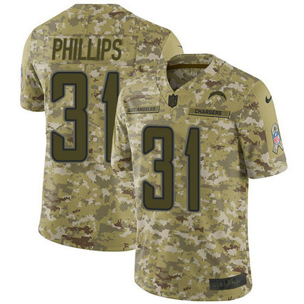 Nike Chargers #31 Adrian Phillips Camo Youth Stitched NFL Limited 2018 Salute to Service Jersey