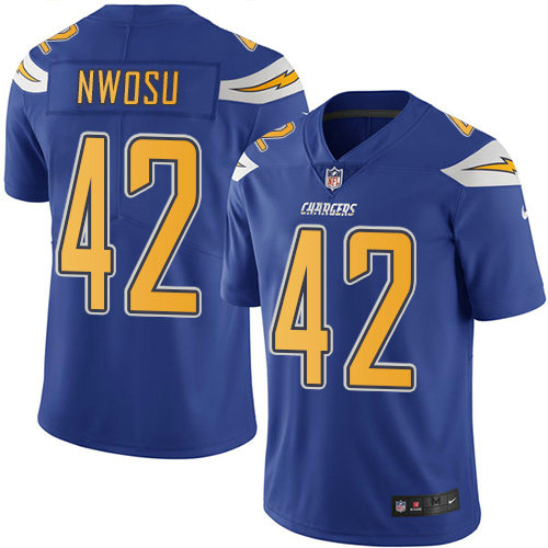 Nike Chargers #42 Uchenna Nwosu Electric Blue Youth Stitched NFL Limited Rush Jersey