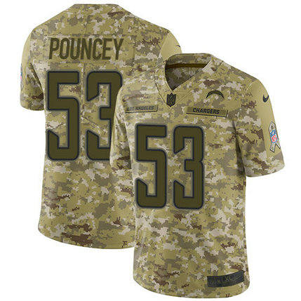 Nike Chargers #53 Mike Pouncey Camo Youth Stitched NFL Limited 2018 Salute to Service Jersey