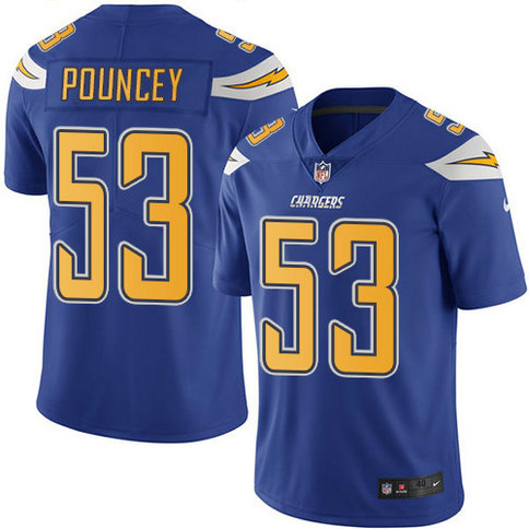 Nike Chargers #53 Mike Pouncey Electric Blue Youth Stitched NFL Limited Rush Jersey