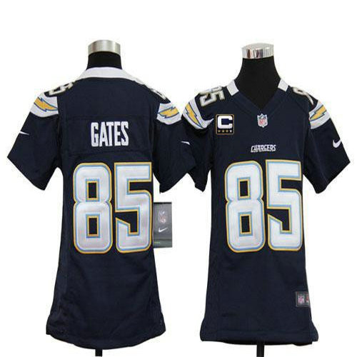 Nike Chargers #85 Antonio Gates Navy Blue Team Color With C Patch Youth Stitched NFL Elite Jersey