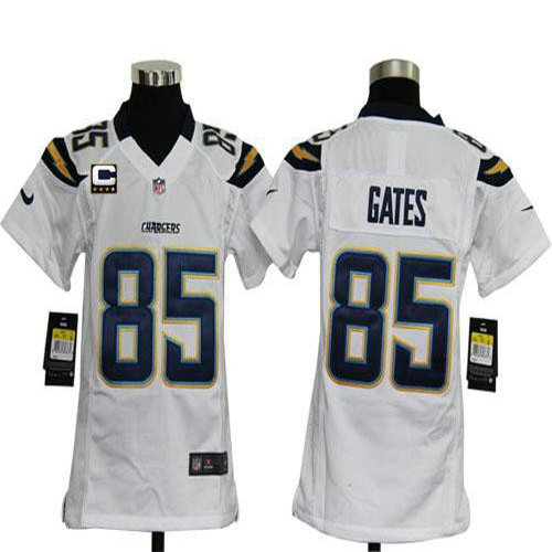 Nike Chargers #85 Antonio Gates White With C Patch Youth Stitched NFL Elite Jersey